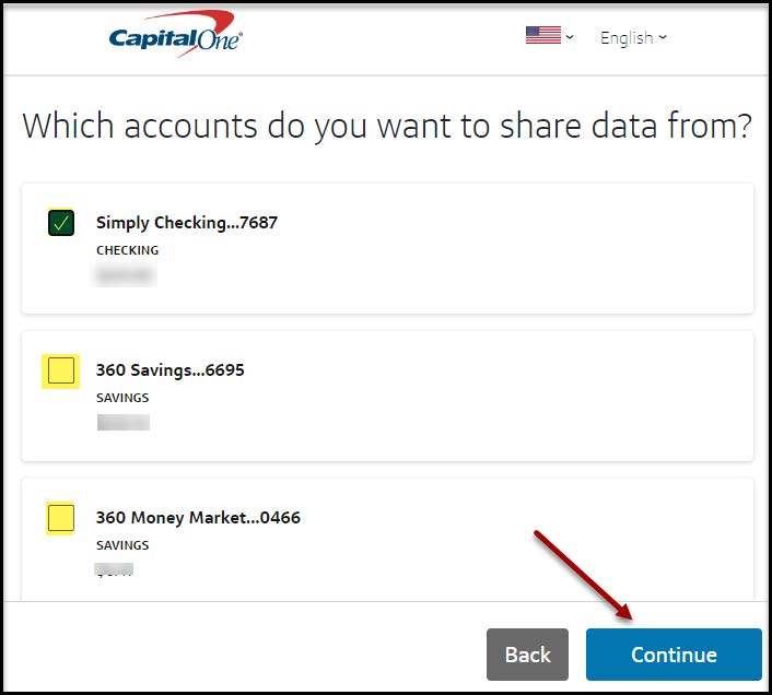 Select external accounts to enable transfers