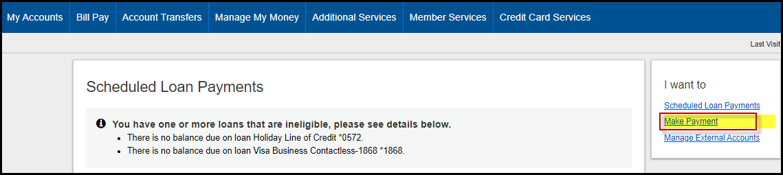Schedule Loan Payments - make a payment