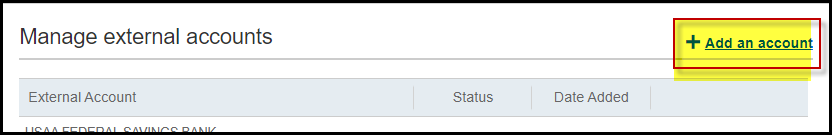 Manage external account