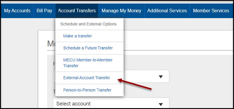 Click Account Transfers - External Account Transfer.